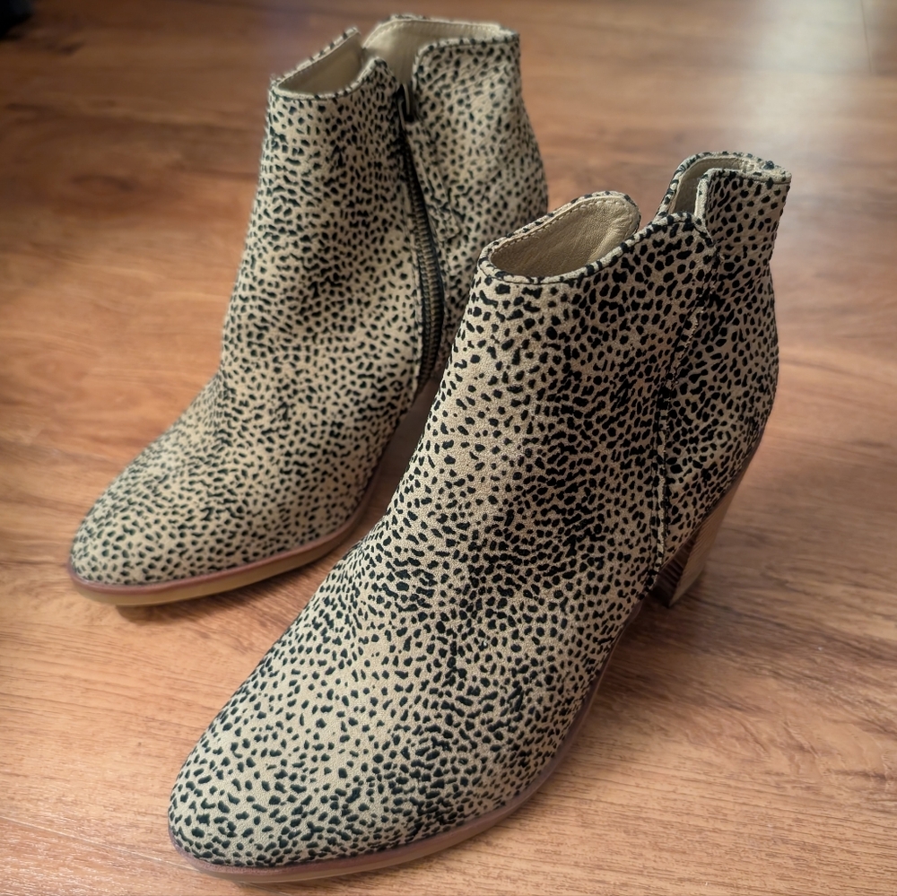 MIA Tracee Leopard Print Ankle Boot Side Zip Size 8.5 Wide